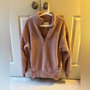 American eagle sherpa quarter zip sweatshirt